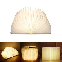USB Rechargeable LED Foldable Wooden Book Lamp 5-Colour with Bluetooth, Remote Control